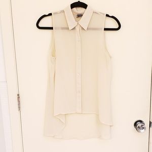 Cream Lightweight Button Up Sleeveless Top M